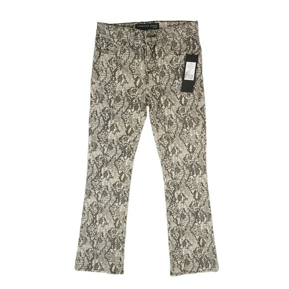 Veronica Beard Carolyn High Rise Baby Boot Cut Nude Multi Wash Python Print - Picture 1 of 12